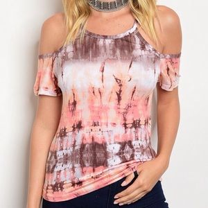 Brown and Peach Tie Dye Top